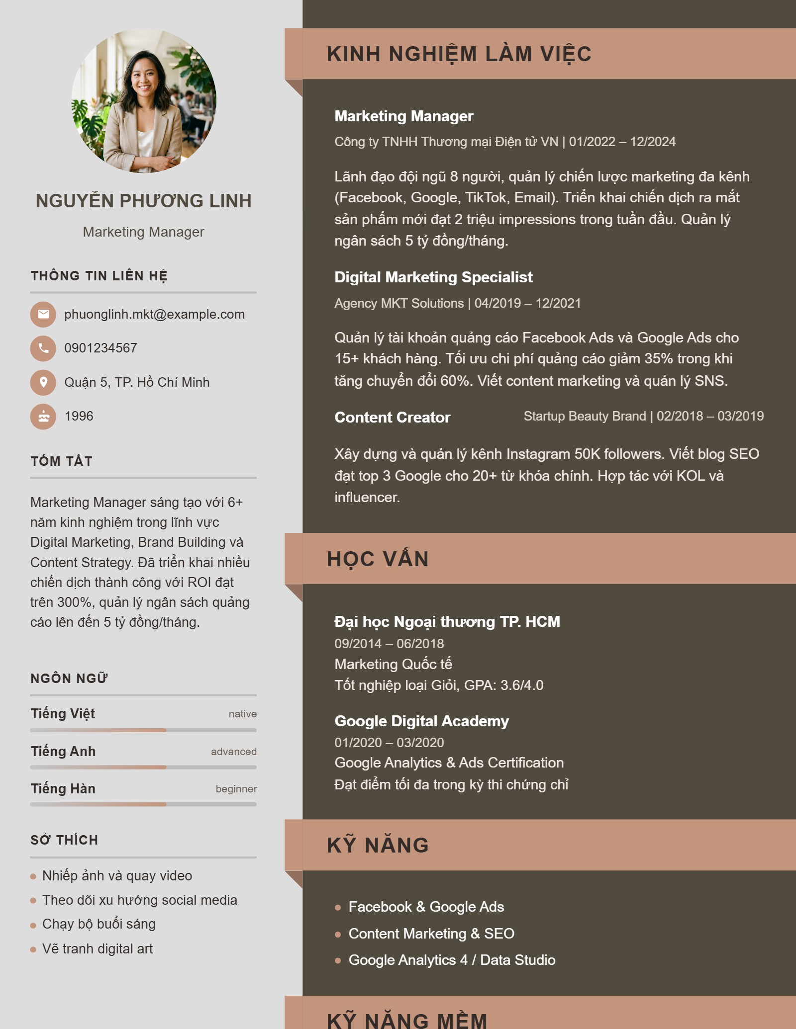 Mẫu CV Hiện đại 5